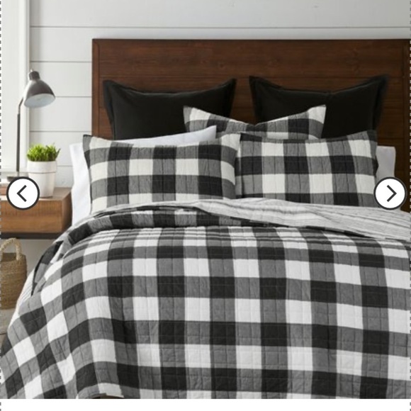Levtex Home Reversible twin plaid Camden black bedspread set set of 2 - Picture 2 of 9